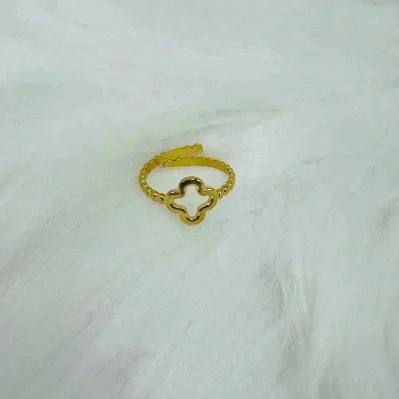 Stainless Steel Simple Women's Clover Ring - Picture 4 of 6